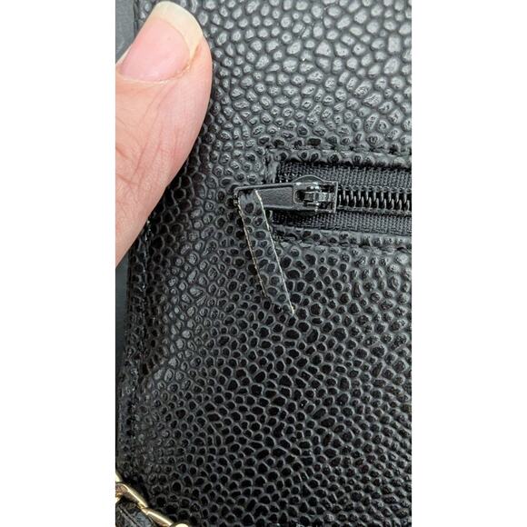 Chanel Wallet on Chain Quilted Caviar Black Authentic 7 X 5 X 2" Crossbody - Picture 4 of 16
